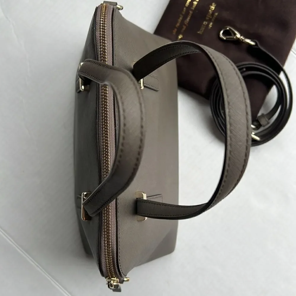 Kate Spade Cedar Street Maise Satchel in a shade of grey or taupe.